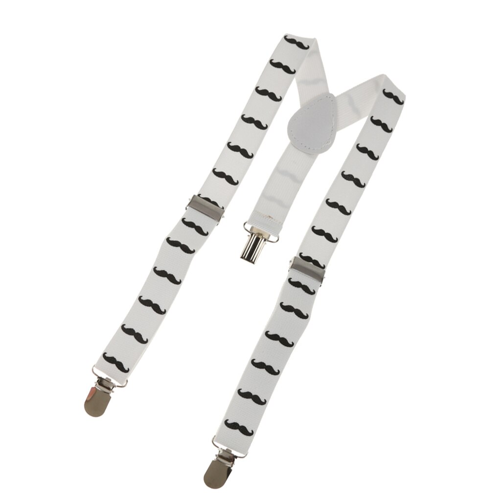 Kid Boy Girl Mustache Adjustable Stretch Y-back Suspender Clip-on Braces