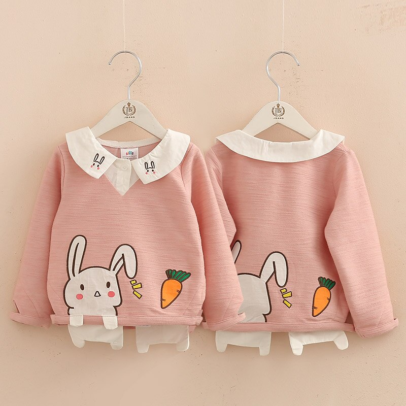 primavera otoño 2-10 años de edad niños de manga larga lindo Patchwork bordado de dibujos animados bebé niños sudaderas para colegio para niñas