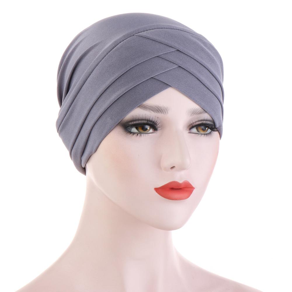 Front croisé Turban musulman couleur Pure coton extensible Hijabs intérieur pour casquettes prêt à porter femmes foulard sous Hijab Bonnet: 5