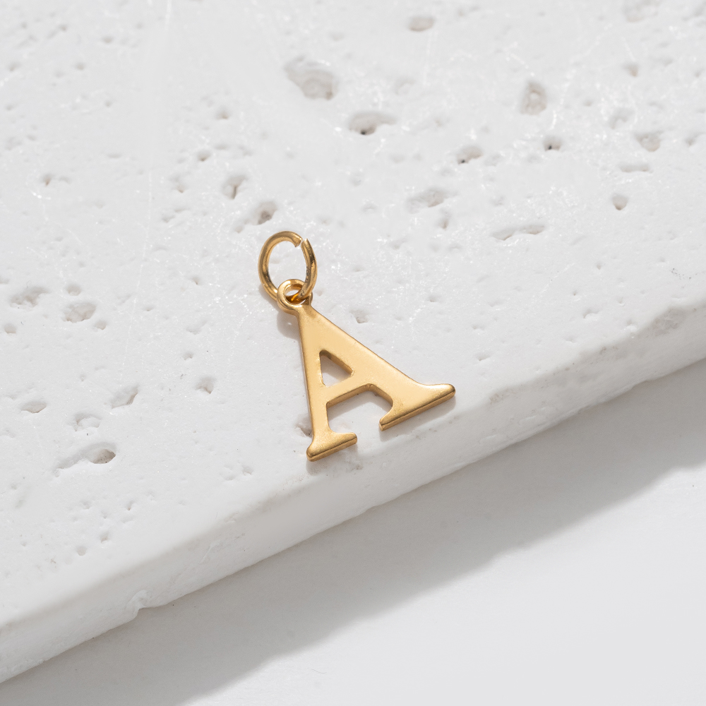 BenS-abalorios de 26 letras de acero inoxidable para fabricación de joyas, 26 letras iniciales, colgantes de joyería DIY, accesorios al por mayor P02