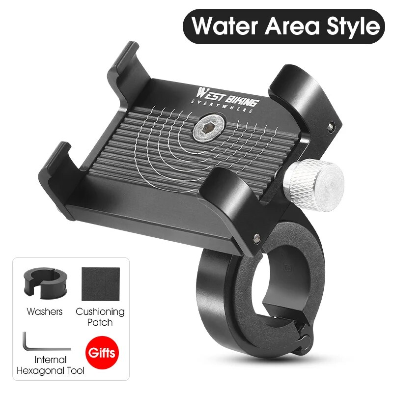 Soporte de teléfono para ciclismo WEST BIKING, soporte ligero de aleación de aluminio para manillar de bicicleta, soporte para teléfono, accesorios para bicicleta de montaña y carretera