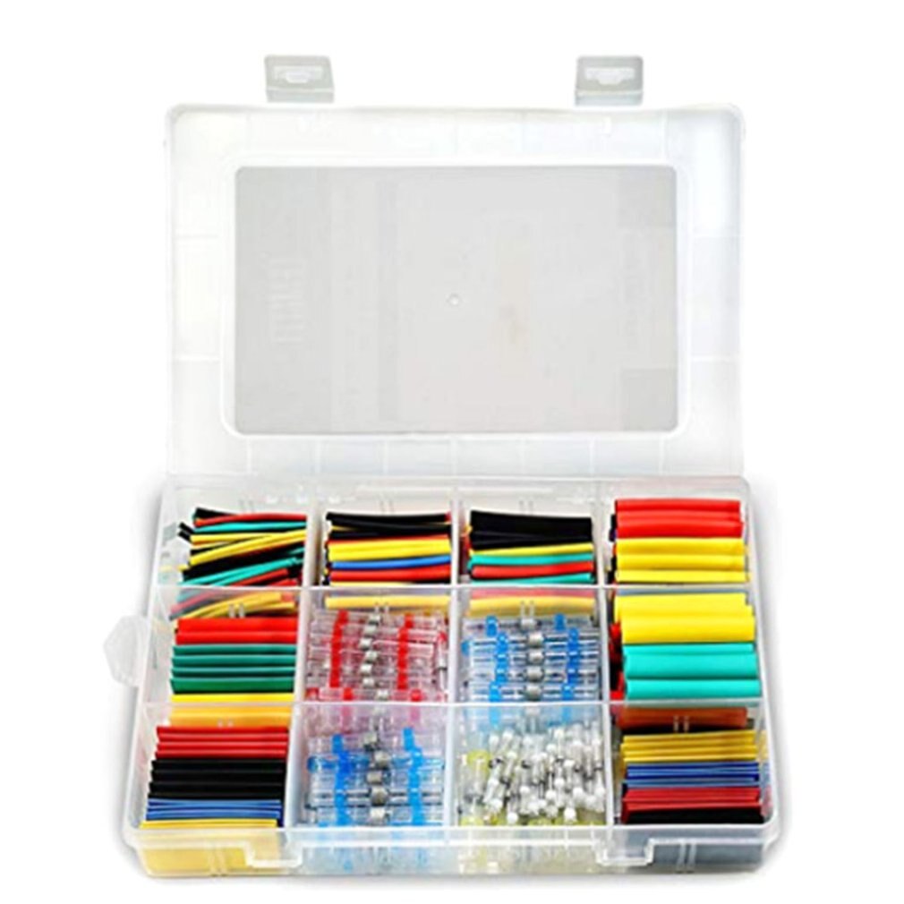 448 stuks gemengde krimpkous soldeerklemmen waterdichte soldeerhuls buis elektrische draad geïsoleerde stootverbinders kit