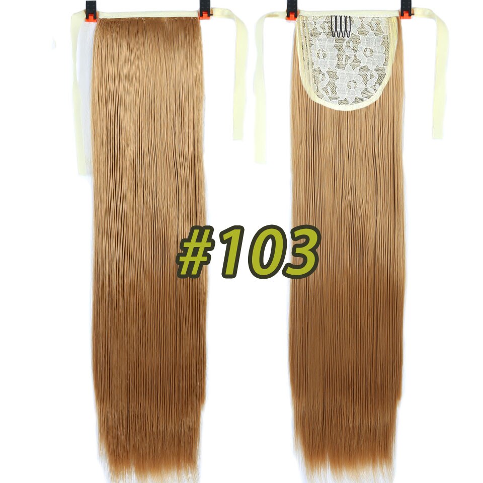 LUPU-peluca larga y Lisa para mujer, coleta de 22 pulgadas, extensiones de cabello sintético resistente a altas temperaturas, color negro Natural: 103