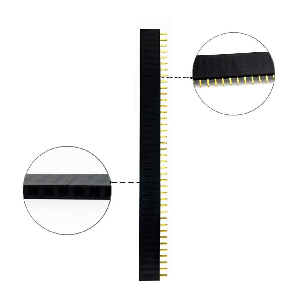40 Pin 1x40 Single Row Male and Female 2.54 Breakable Pin Header PCB JST Connector Strip for Arduino Black
