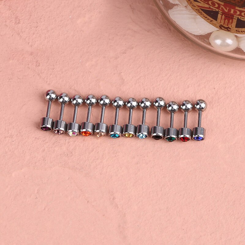 1 paar Medizinische Edelstahl Kristall Schraube Runde Ball Stud Ohrringe Ohr Knochen Nagel Knorpel Ohrring Ohr Piercing Körper Schmuck
