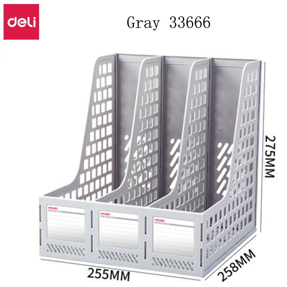 Deli Thickened Folder Storage Box File Rack Multi-layer Vertical Book Shelf Book Stand Desktop Office Supplies File Frame Basket: Gray 33666