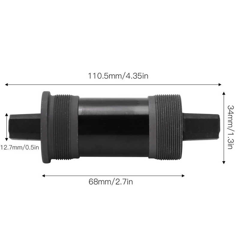 Bicycle Bottom Bracket Mountain Bike Sealed Bottom Bracket Square Hole Crank 68mm Steel Axis BB with Waterproof Screw: 110.5mm