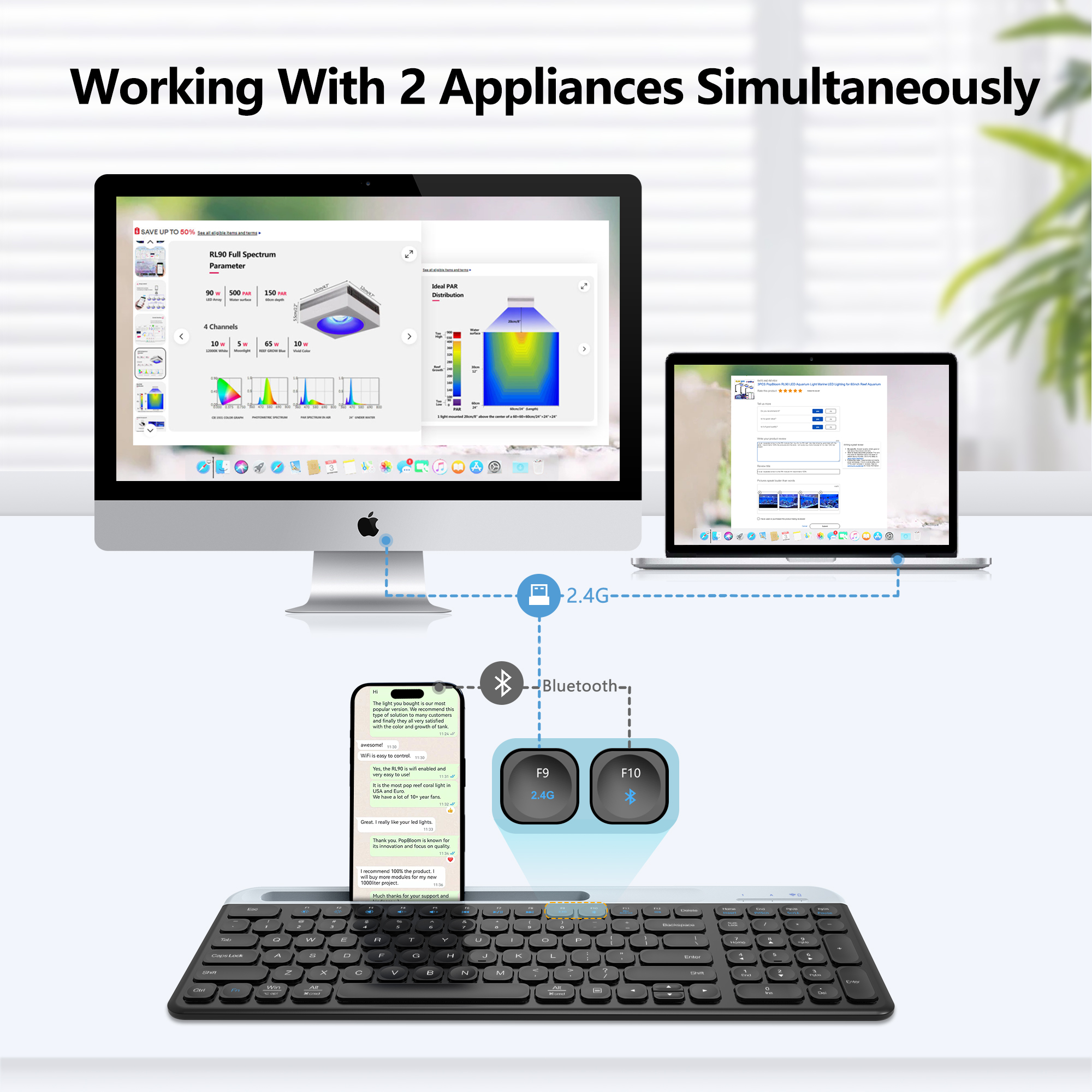 K580 noir blanc sans fil Bluetooth double clavier Ultra-mince Portable ordinateur Portable téléphone Portable tablette Ipad clavier