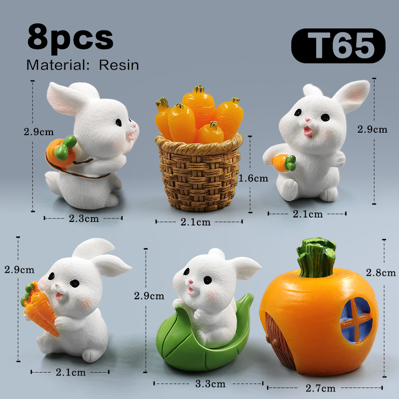 Easter Cute Rabbit Figurine Diy Landscape Home Kawaii Room Decor Miniature Fairy Garden Decoration Accessories Modern: Clear