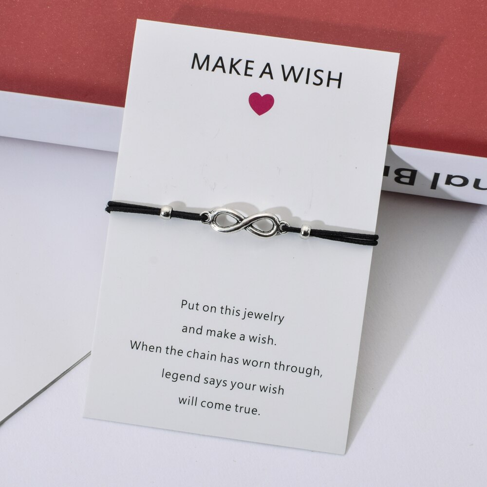 Een wens Papieren Kaart Handgemaakte Gevlochten Touw Ketting Armband Schildpad Boom van Het Leven Charms Armband voor Vrouwen Mode-sieraden