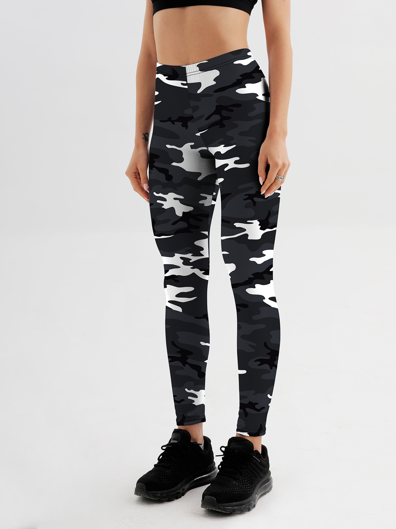 Women camouflage Leggings For Fitness High Waist Gym Legging Push Up Women navy Leggings: XXL / black