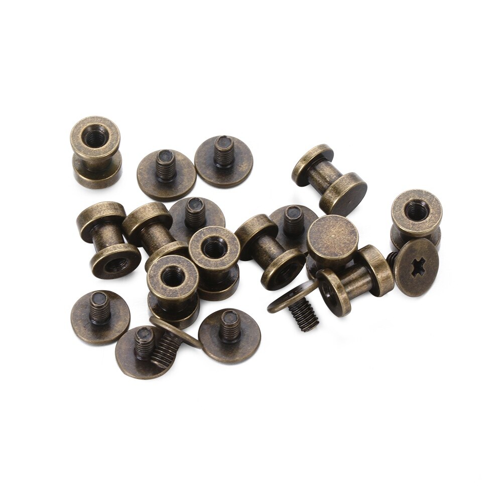 10 sets dubbellaags koperen leren ambachtelijke riem portemonnee massief messing spijkers klinknagels schroeven doek knoop decoratie spijker: Antiek messing