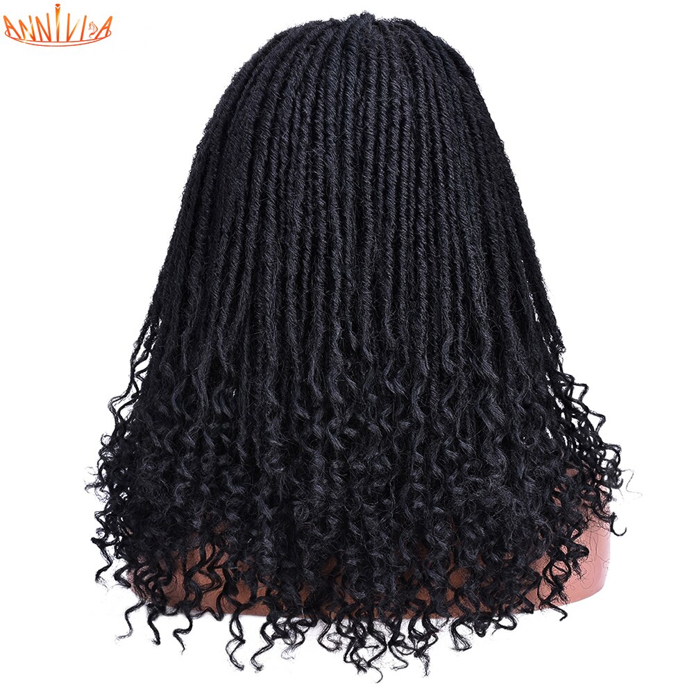 Faux Locs Braided Wigs Synthetic Goddess Dread Wig For Black Women With Curly Ends Knotless Braids Annivia: 1B