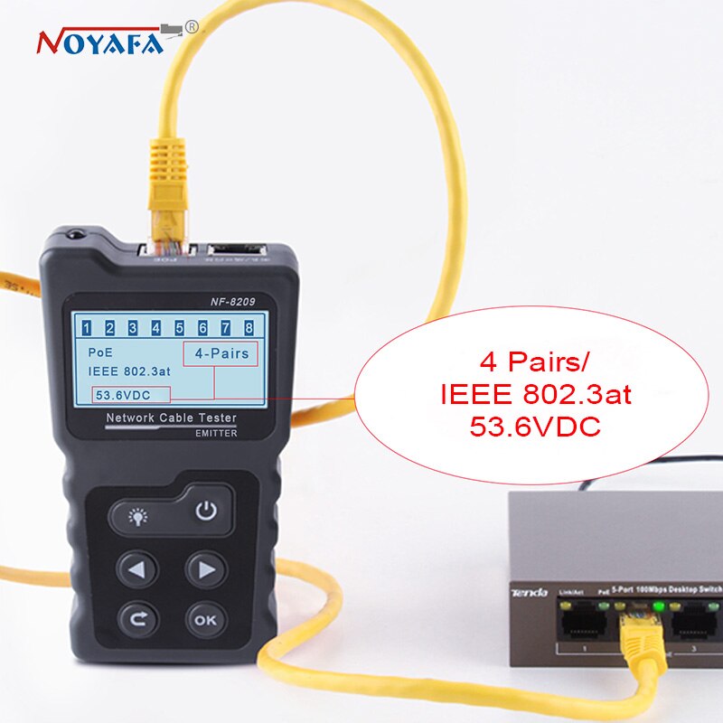 Noyafa nf -8209 netværk poe tester checker ethernet cat 5, cat 6 lan tester poe switch test scan kabel wiremap tester
