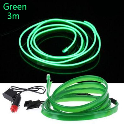 EL Draht Auto LED streifen licht für Neon- Party dekoration licht fahrrad tanzen lampe 12V wasserdicht USB streifen lampen innen flexibel: Grün-3m