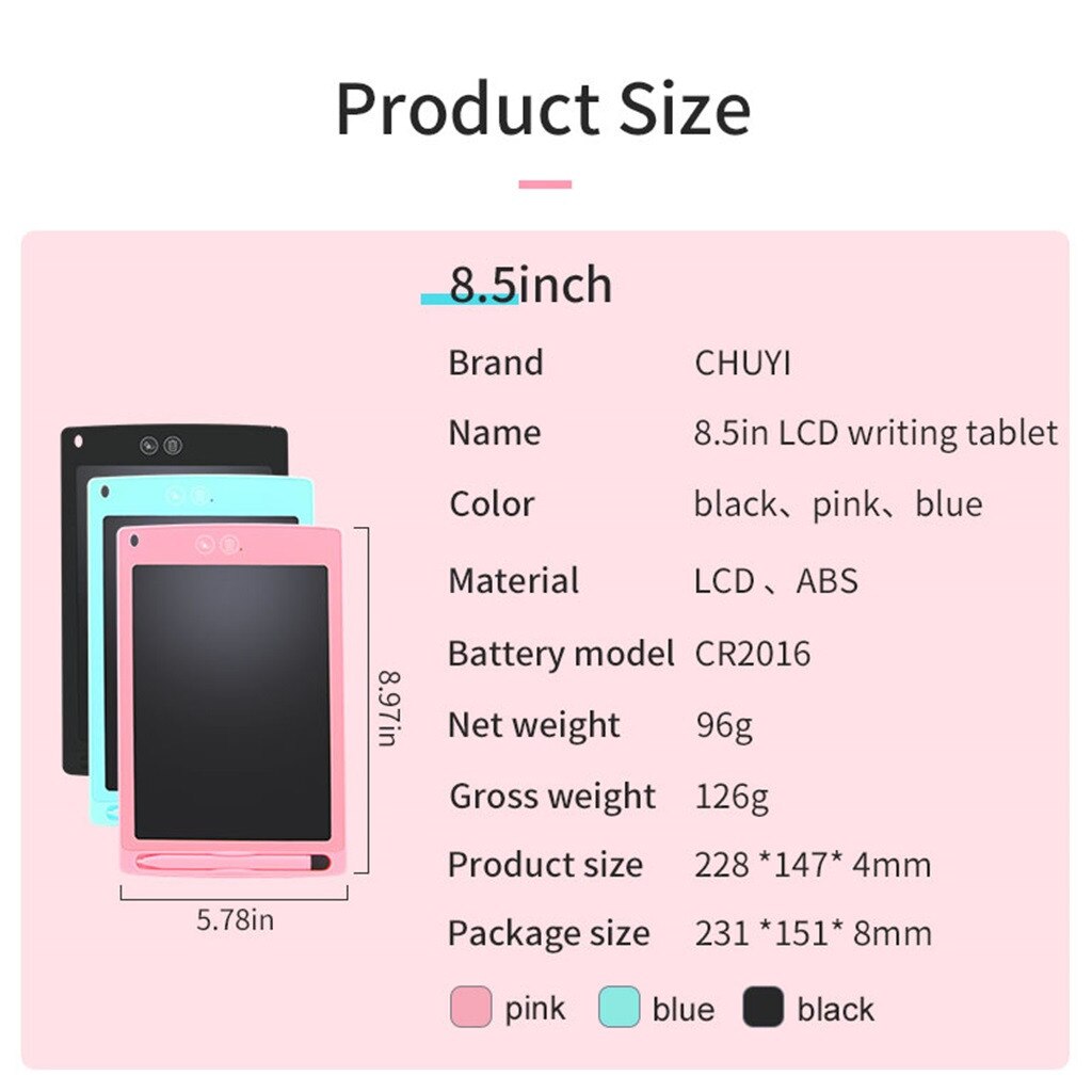 8.5 Inch Lcd Schrijven Tablet-Elektronische Schrijfbord Doodle Board Tekentafel Smart Lock Functie Flexibele Vloeibare Kristallen Film