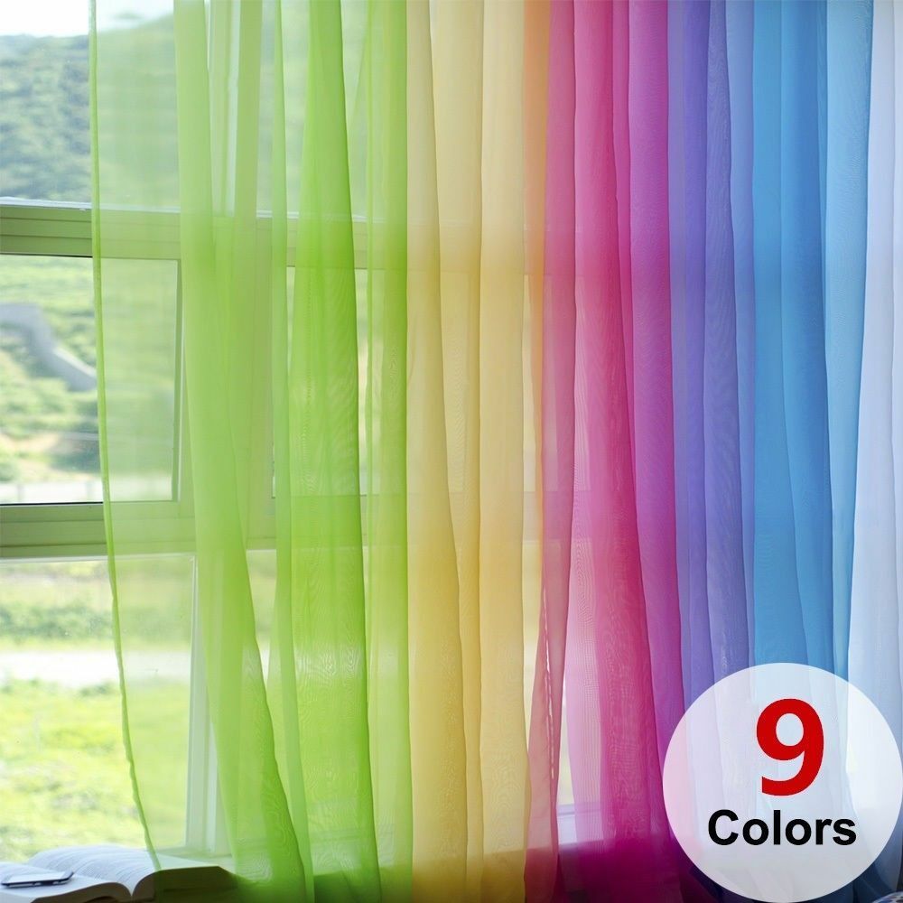 1pc Tulle Door Window Curtain Modern Voile Pure Color Drape Panel Sheer Scarf Valances Room Curtains For Bedroom Living Room