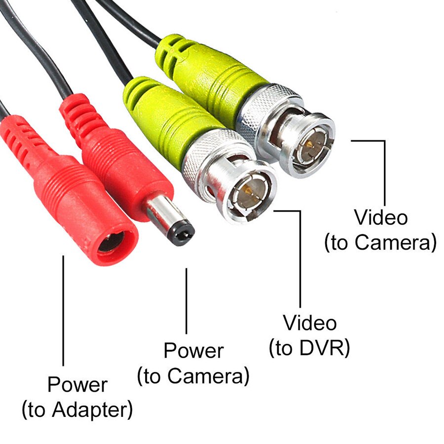Kpay Camera Cable BNC + DC 2 in 1 Connector Plug for CCTV Security Monitor Video DVR Coaxial 50m/40m/30m/25m/20m/15m/10m/5m