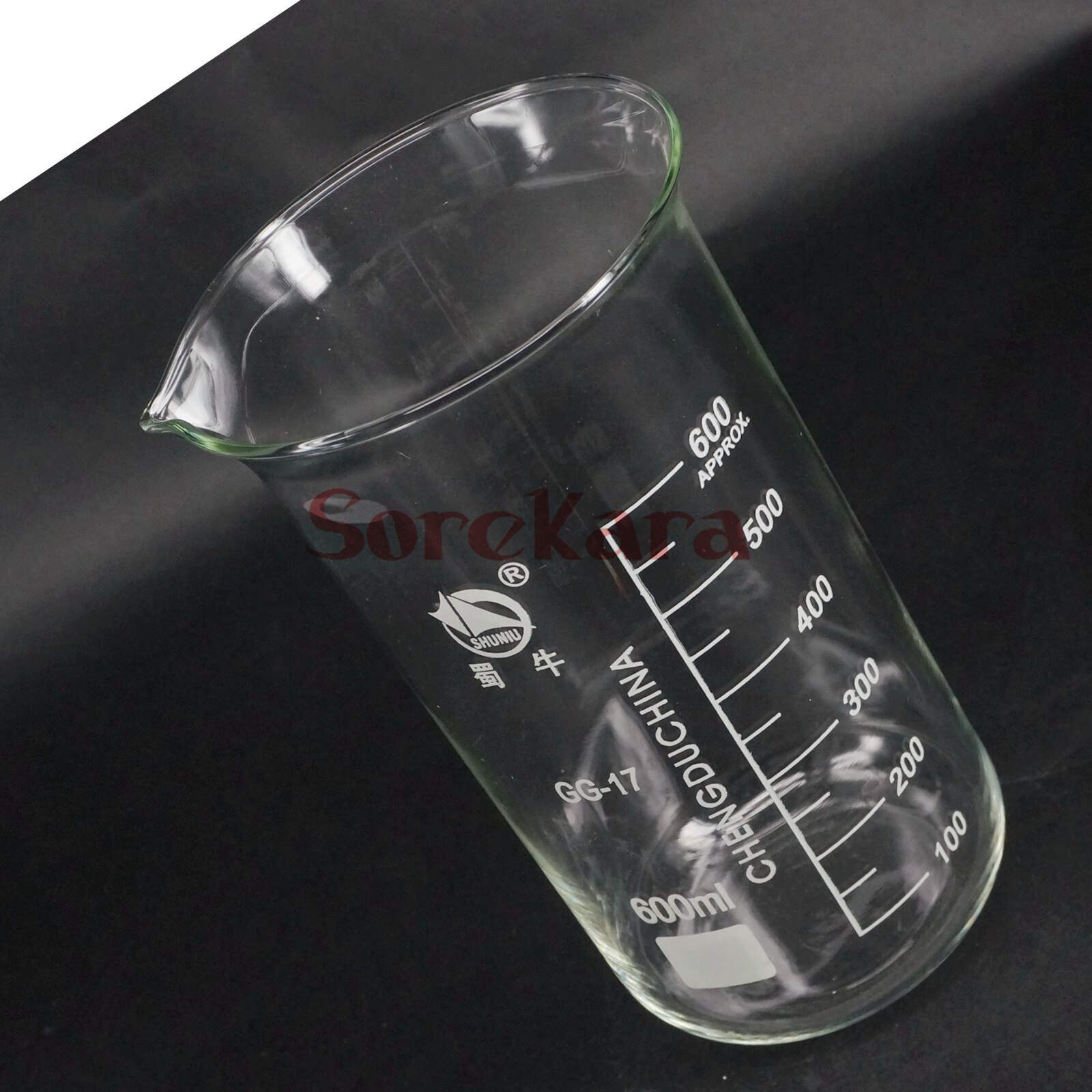 Gobelet de laboratoire de chimie, en verre Borosilicate, Transparent, épais, avec bec verseur, 600ml
