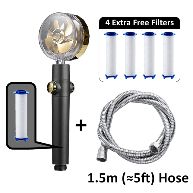 Douchekop Hoge Druk Stijl Groene Hoge Druk Draaien Douchekop Met Houder En Slang Propeller Douchekop eco: B Hose