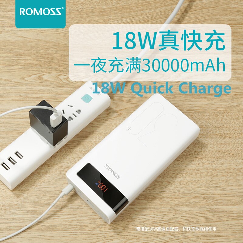 ROMOSS Sinn8P + Energie Bank 30000mAh 18W QC3.0 Batterie Sicherung Energie Unterstützung USB Typ-c Zwei- weg schnell aufladen 3,0 + LED Anzeige