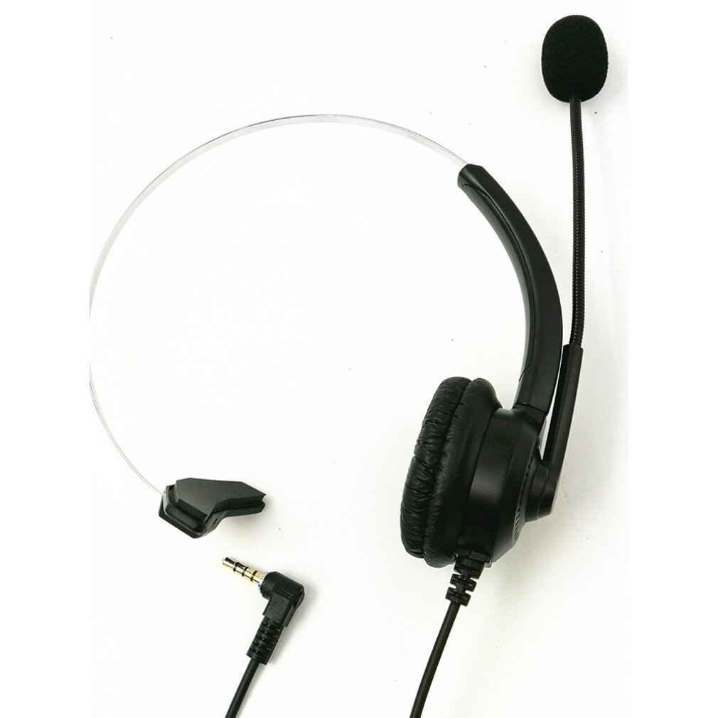 Call center headset med mikrofon 3.5mm stik telefon stemme interphone hovedtelefon til computer pc spil volumen kontrol
