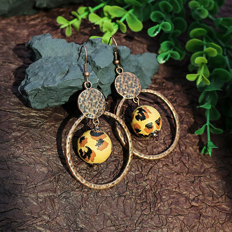 Pendientes étnicos Vintage bohemios con forma de gota para mujer, aretes largos bohemios con cuentas y borlas de madera, aretes redondos geométricos de hojas y flores, joyería