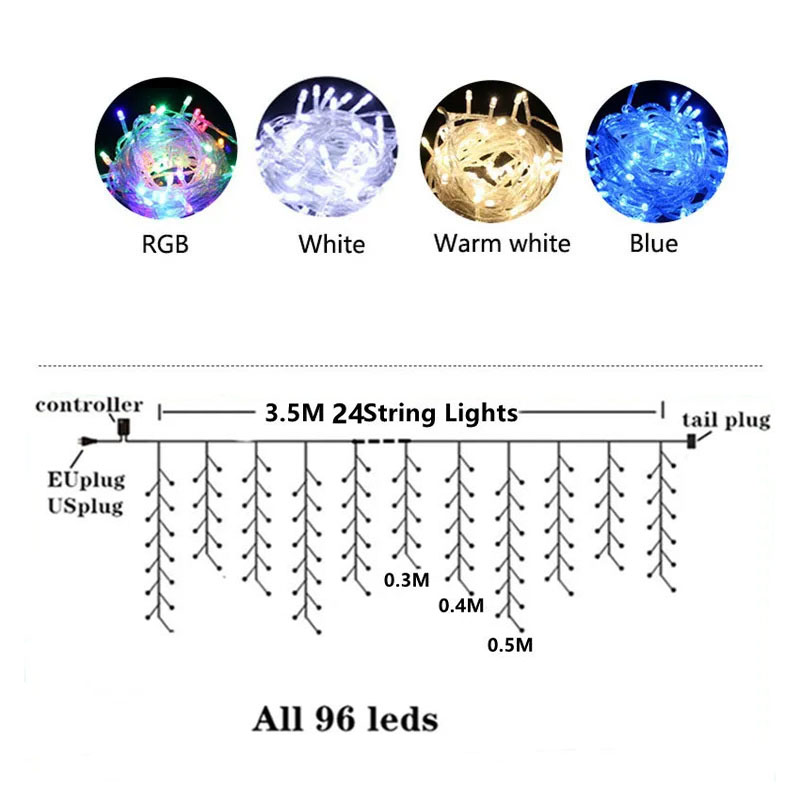 40M Eiszapfen Lichterketten LED Lichterkette Weihnachtsgirlande mit Fernbedienung für Neujahr Party Hochzeit Garten Terrasse Dekor
