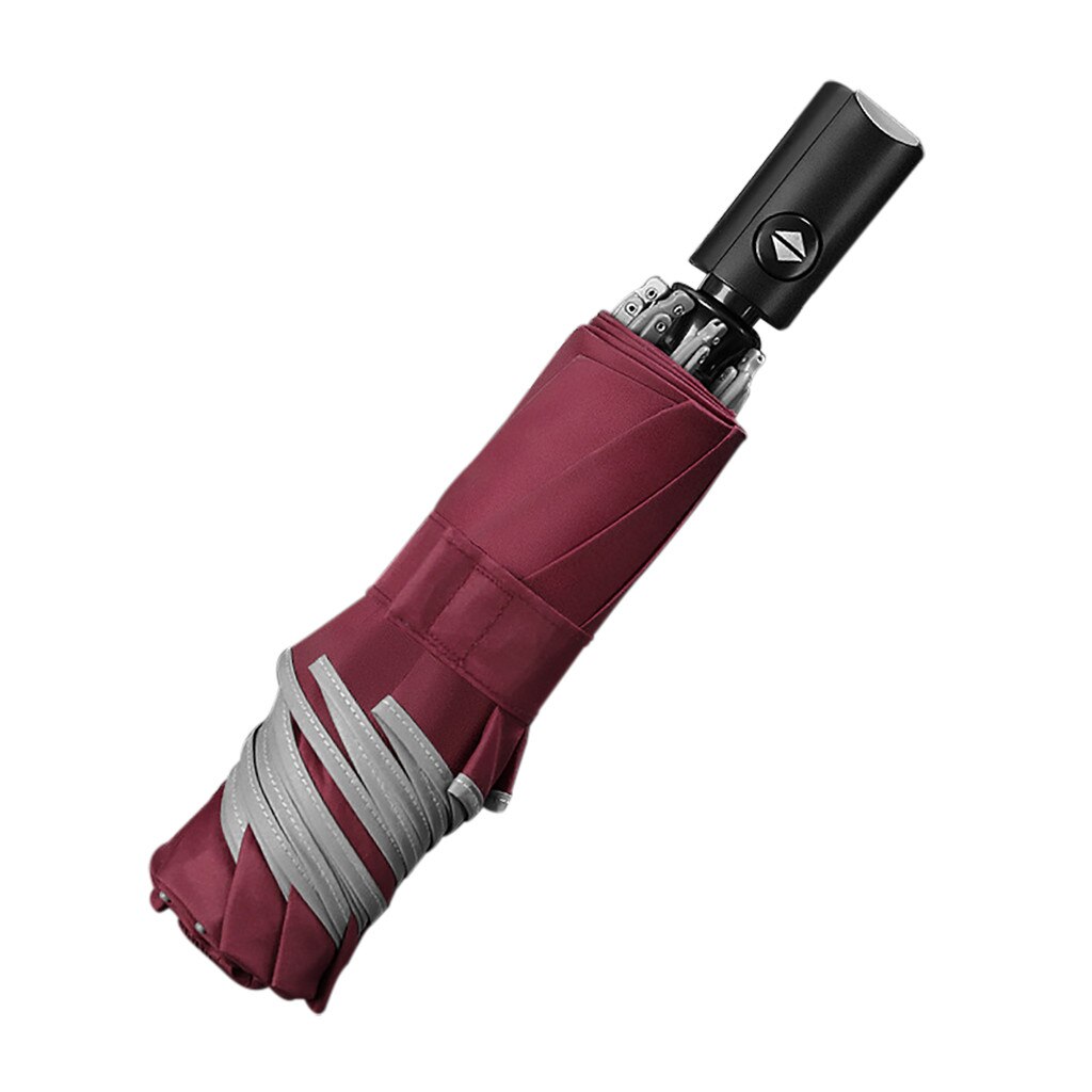Foldable Automatic Umbrella Reverse Folding Business Umbrella With Reflective Strips H0917: Red