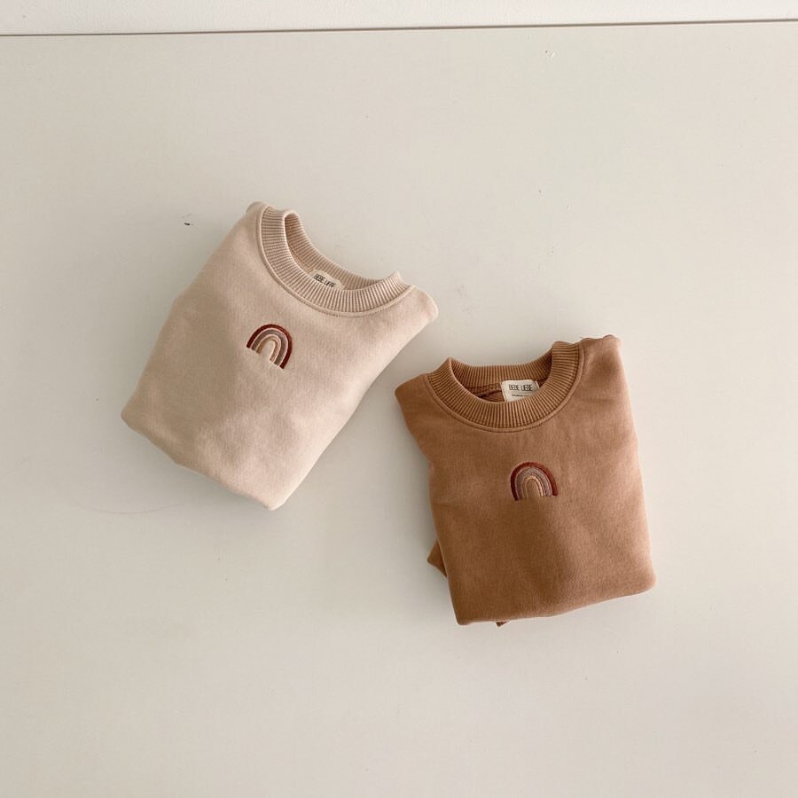 Baby Jongens Meisjes Lange Mouw Sweatshirt Lange Mouw Herfst Winter Kleding Enfant Leuke T-shirt Kinderen Regenboog Borduren Tops