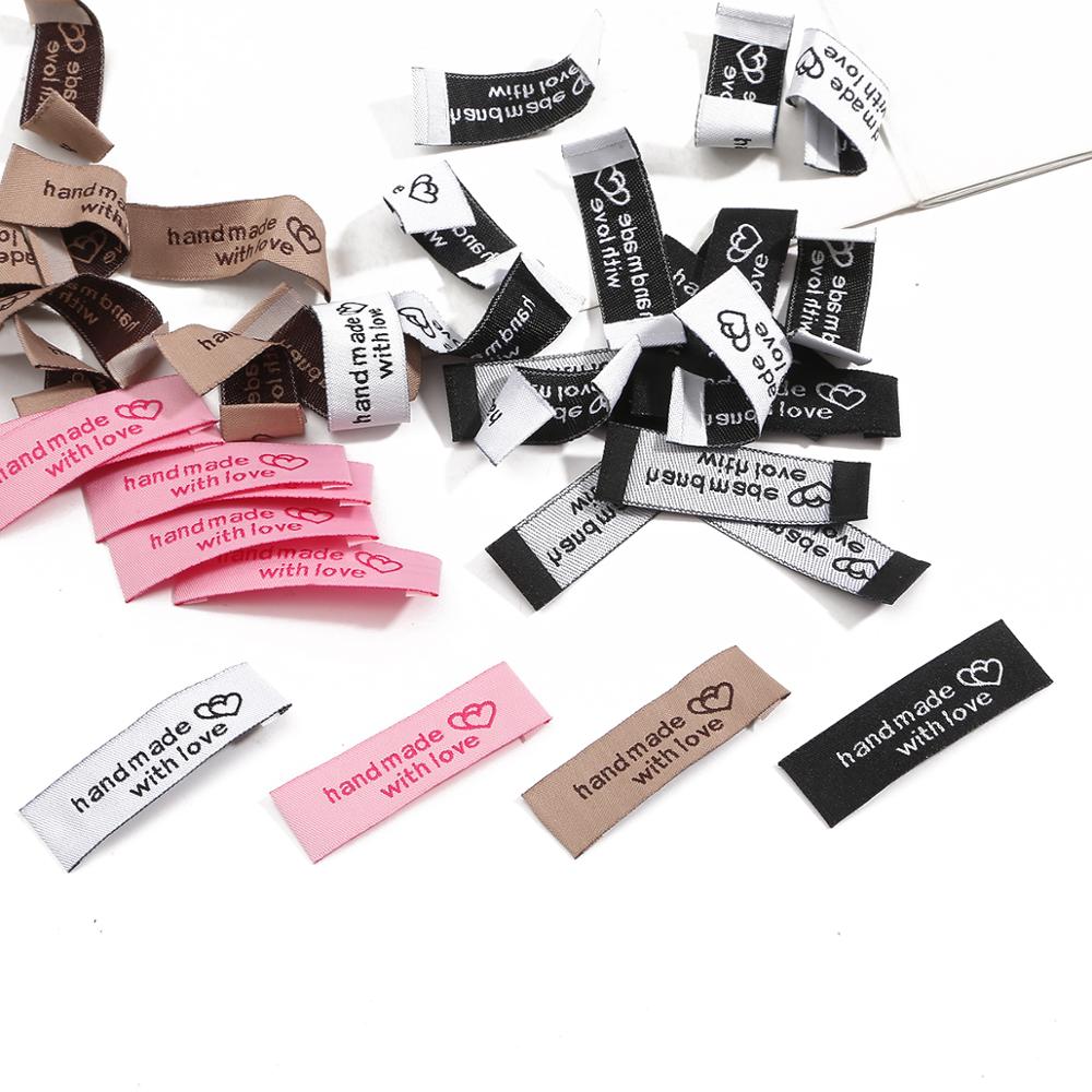 20 stk / parti 50 x 15mm håndlavede tags vævet trykte etiketter tøj beklædningsgenstand diy tags håndværk sy tilbehør