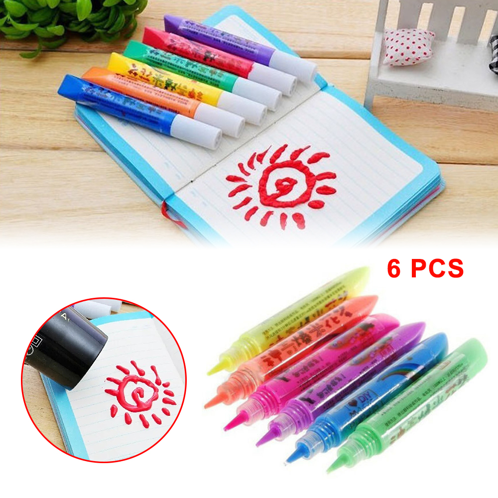 6 Stks/set Magic Popcorn Pen Voor Kinderen Diy Tekening Multi Functie Bubble Art Marker Pen Diy Party Card Pennen Kleurrijke 3