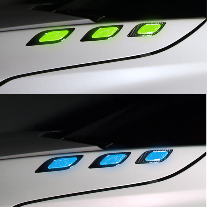 Bande réfléchissante 3D Anti-Collision pour voiture | 2 pièces, bandes Anti-Collision en Fiber de carbone, bande d'avertissement de sécurité, autocollants réfléchissants pour décor