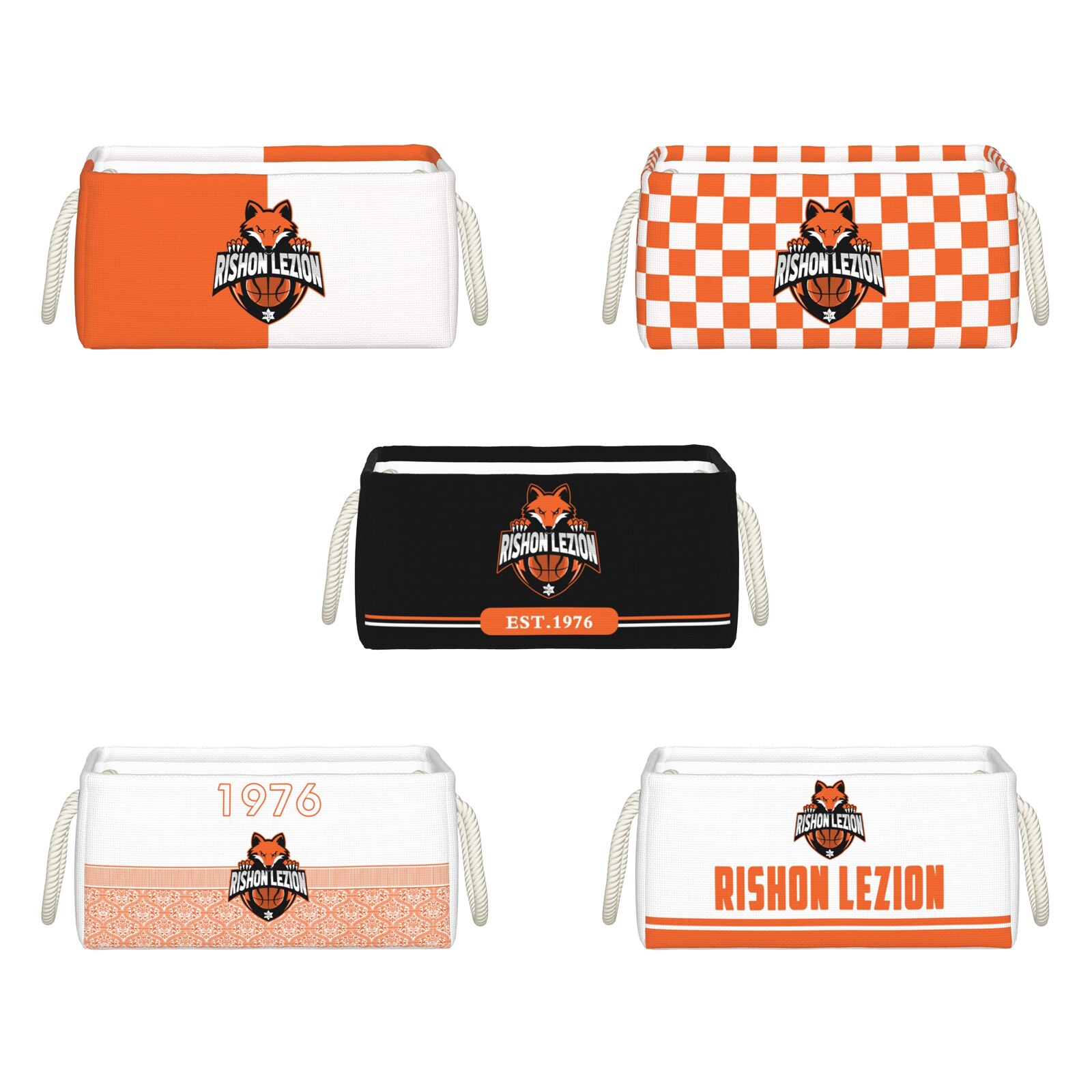 Maccabi Rishon LeZion Bc Rectangular Storage Box Basket - Fabric Storage Bin Organizing Toys, Nursery Basket, Clothing, Books