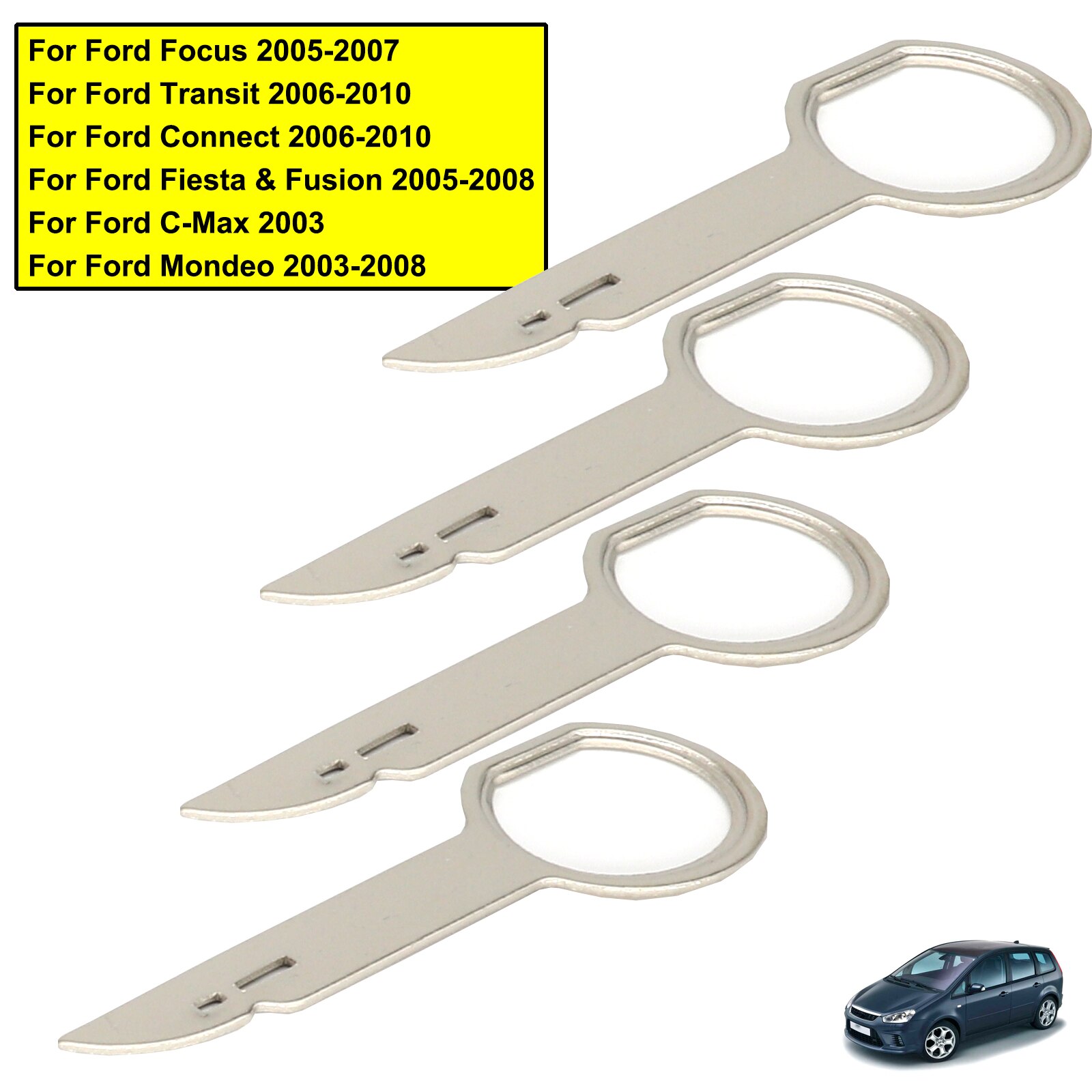 Extractor de llaves de desmontaje de estéreo para Ford Focus Mondeo c-max Transit, herramientas de extracción de coche, 2 pares