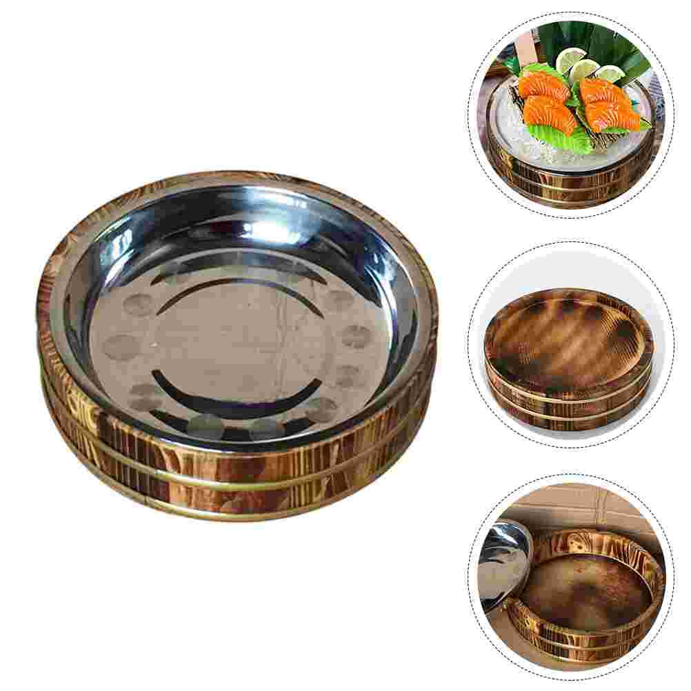 1 Pc Vegetable Serving Tray Wooden Fashionable Sushi Bowl