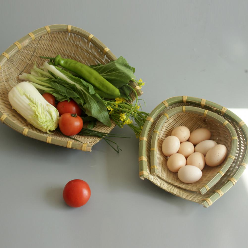 Bamboo Weaving Storage Basket Handmade Open Bamboo Sieve Handwoven Drying Bamboo Basket Dustpan Snack Trays Food Storage