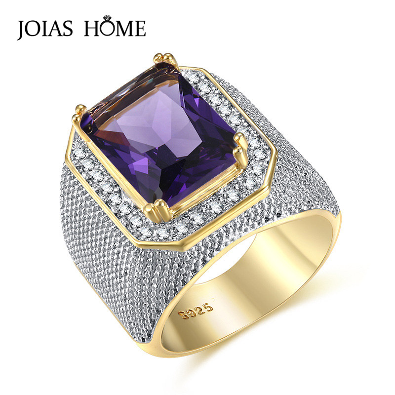 Joishome-Anillo de Plata de Ley 925 para hombre, joyería europea y americana de zafiro de Hip Hop, dominación de circonia cúbica