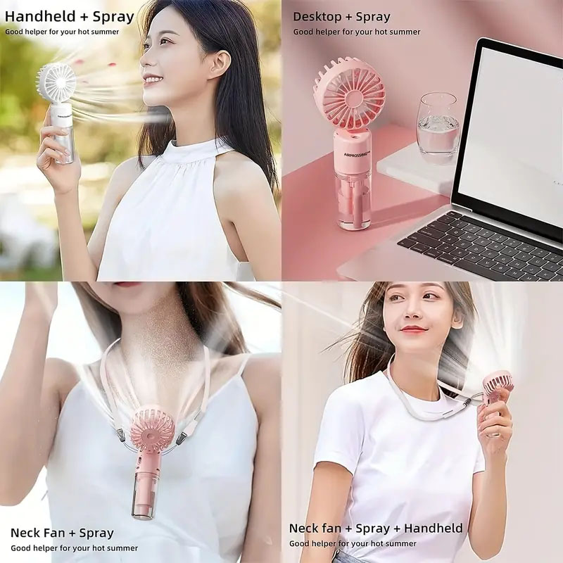 Mini ventilador de agua plegable de verano, ventilador de niebla pulverizadora de mano recargable para dormitorio de estudiantes, herramientas de refrigeración, ventilador pequeño para exteriores