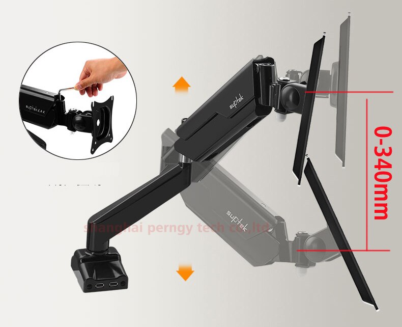 DL-MD7 17-27" LCD LED Monitor Desktop Holder Arm Gas Spring Full Motion extendable arm height adjustable VESA100X100 75x75 White