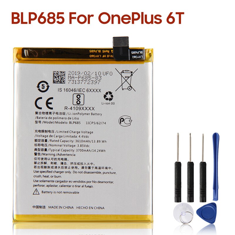 Original Ersatz Batterie BLP637 BLP685 BLP699 BLP743 BLP745 Für OnePlus 1 2 3T 5 5T 6 6T 7 7 Pro 7T 7T Pro Telefon Batterien: For OnePlus 6T 7