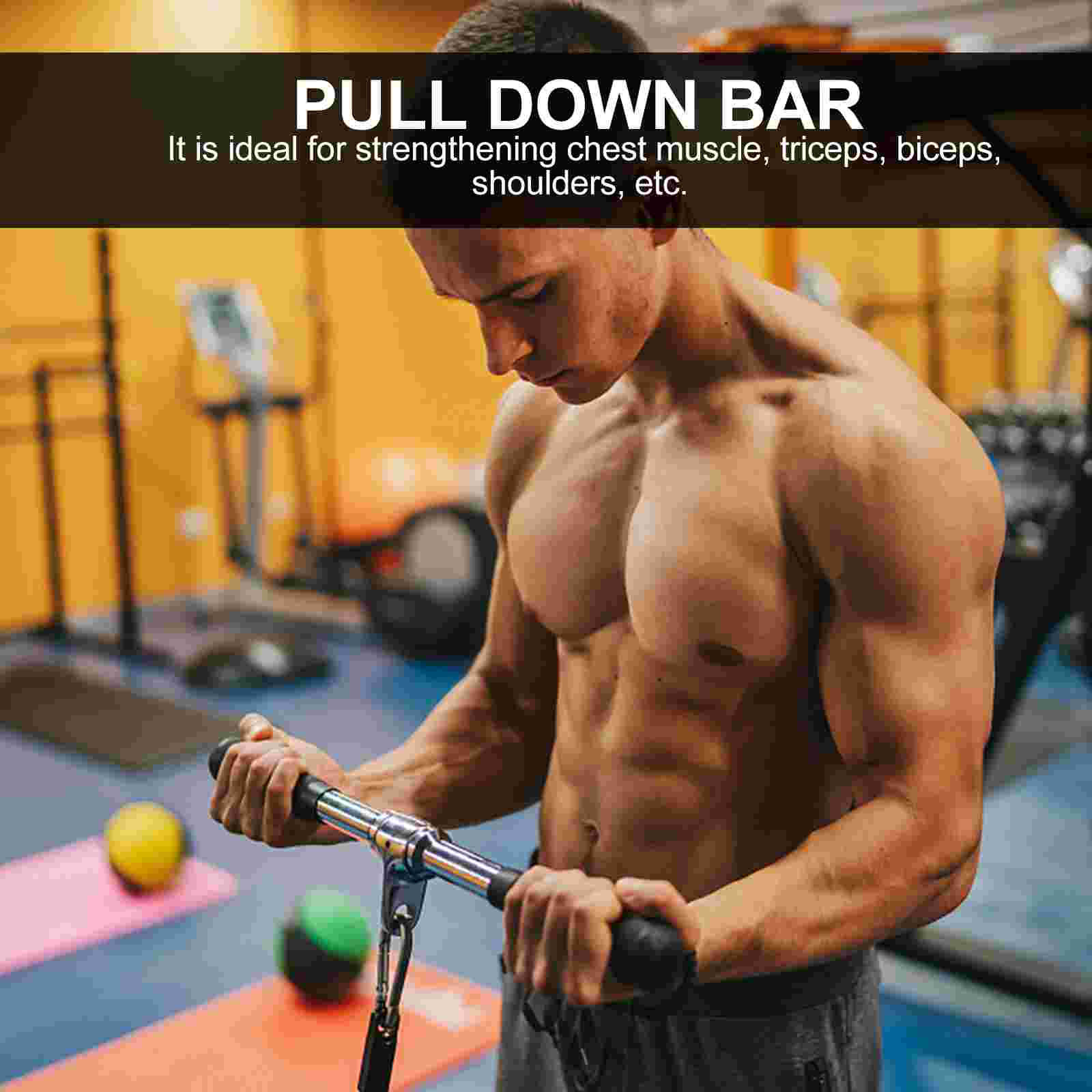 1 Set Down Bar Triceps Pulldown Straight Pole Muscle Rod