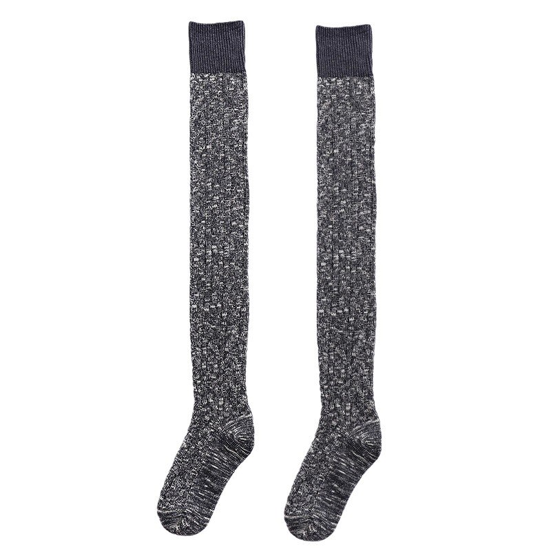Chaussettes femme imprimé Chaussette chaude dames genouillères pour fille coton couleur unie chaussettes Calzini Donna Long Meias mignon: Gris
