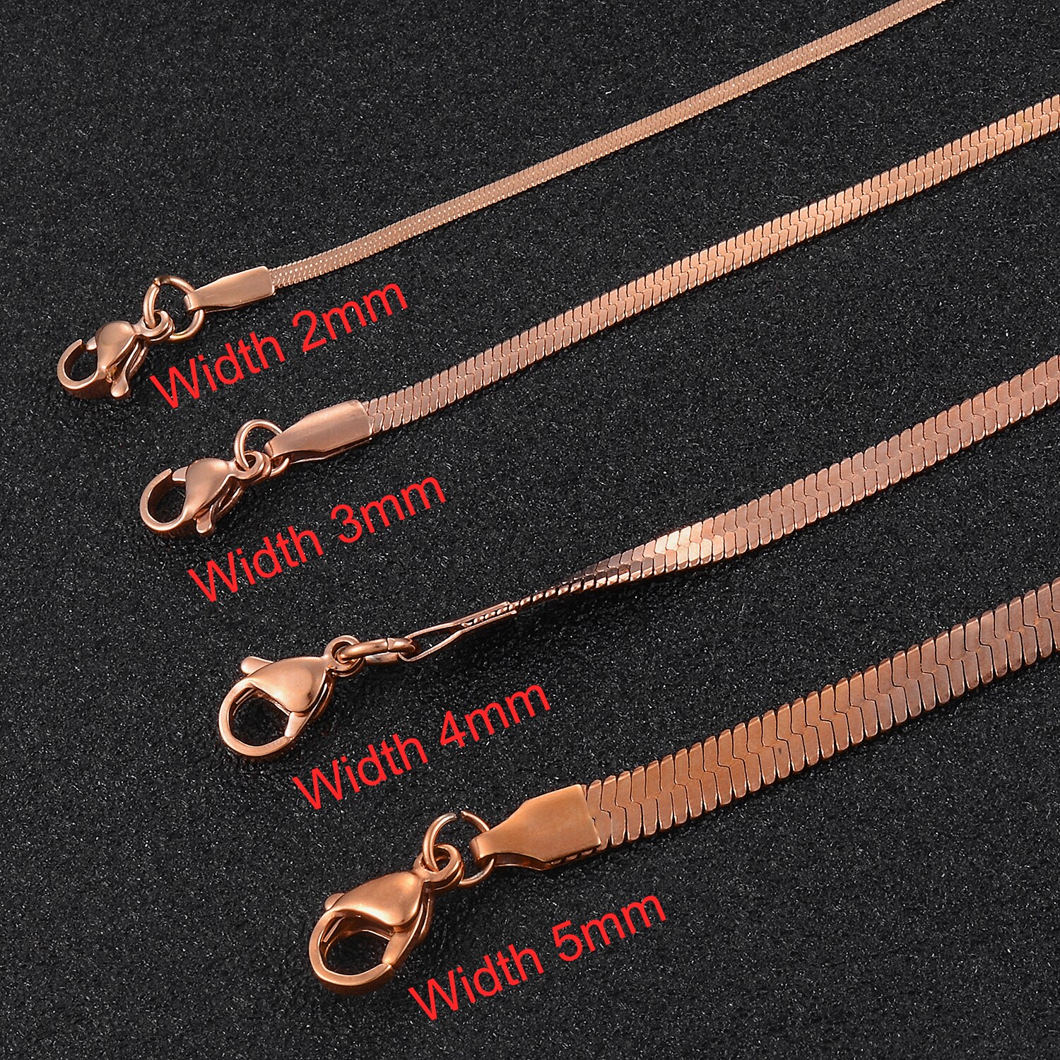 Stainless Steel Lady Snake Chain Rose Gold Color Jewelry