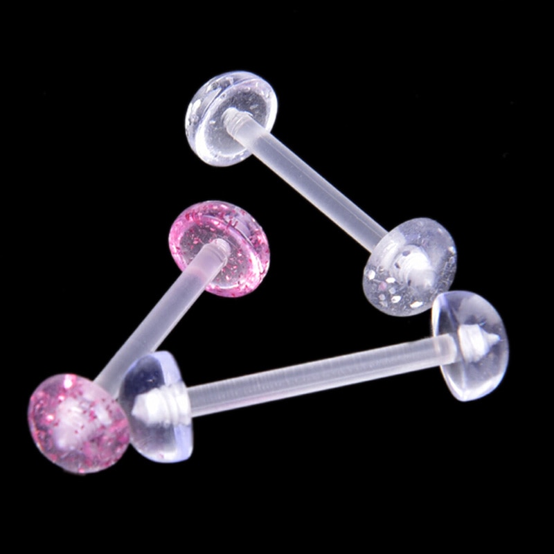 5Pcs/Set Mixed Acrylic Ball Barbell Soft Bar Tongue Ring Studs Body Piercing