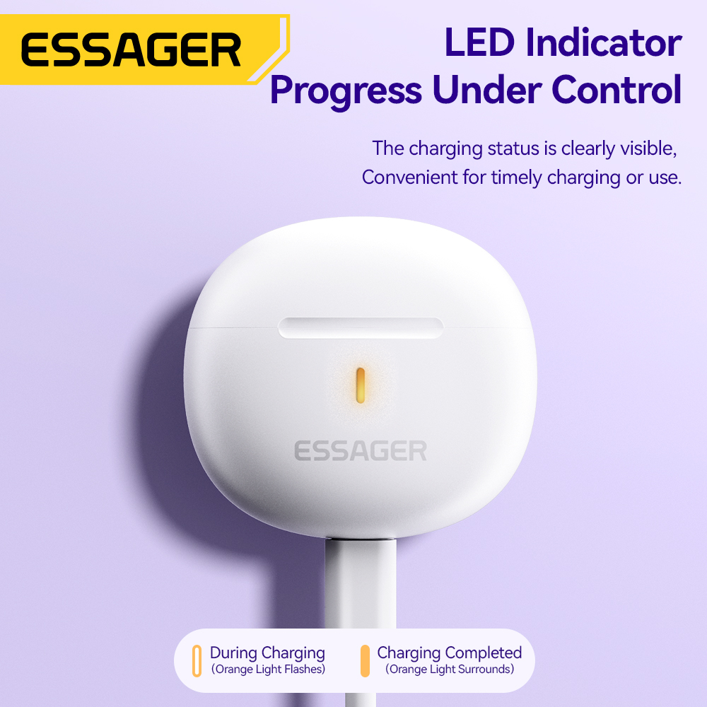 Essager Wireless Bluetooth 5,3 Kopfhörer Tws Ohrhörer Mini Headsets mit Lade koffer Mikrofon Semi-In-Ear-Ohrhörer für alle Telefone