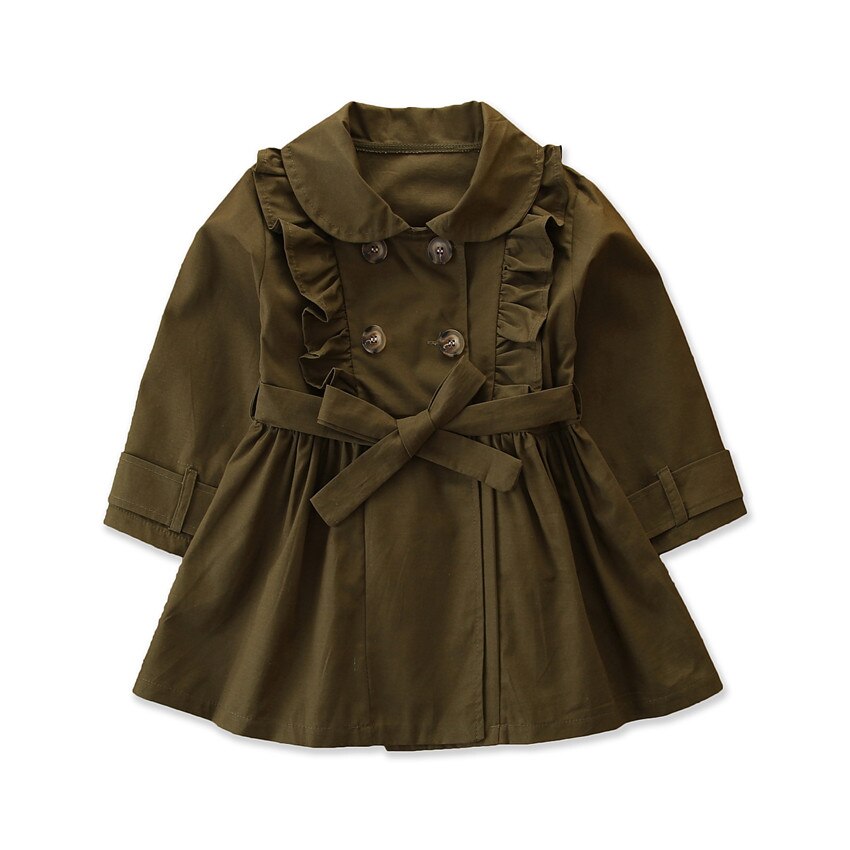 Peuters Baby Meisje Lange Mouwen Casual Jas Windjack Jas Uitloper Jurk: Army Green / 5T