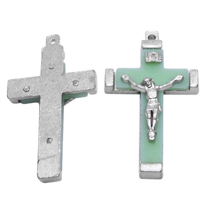 5x Metalen Christus Jezus Kruis Lichtgevende Glow In The Dark Hanger Kruisbeeld Ornamenten J78C