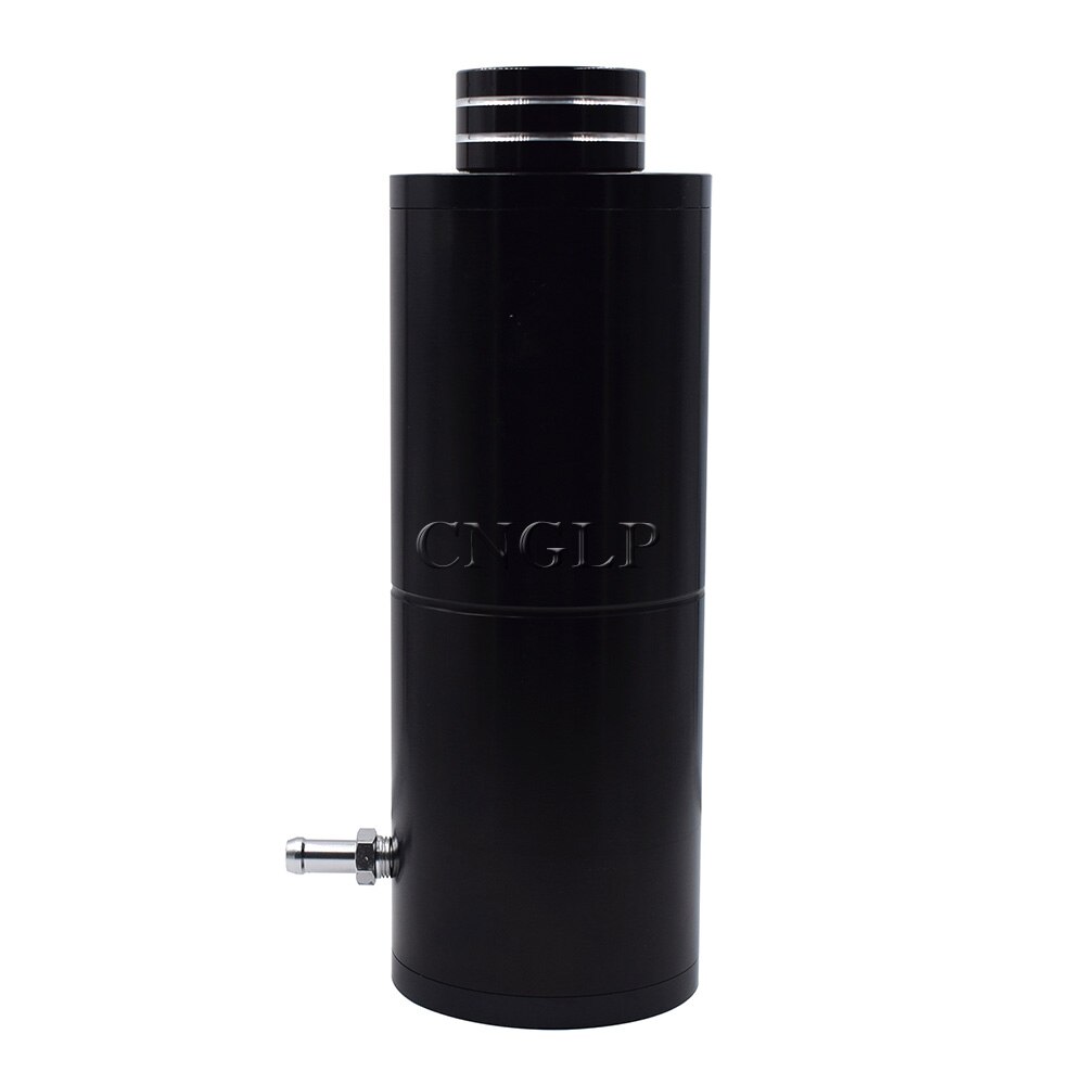 800ML Universal Racing Radiator Coolant Overflow Billet Aluminum Oil Catch Tank Round Oil Catch Can Reservoir: Black