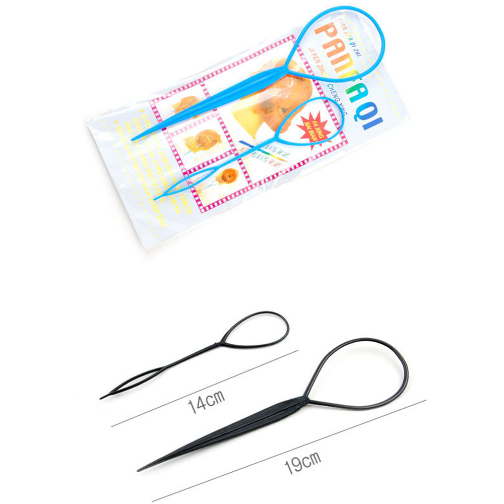 Popular 2pcs Ponytail Creator Plastic Loop Styling Tools Black Topsy Pony topsy Tail Clip Hair Braid Maker Styling Tool